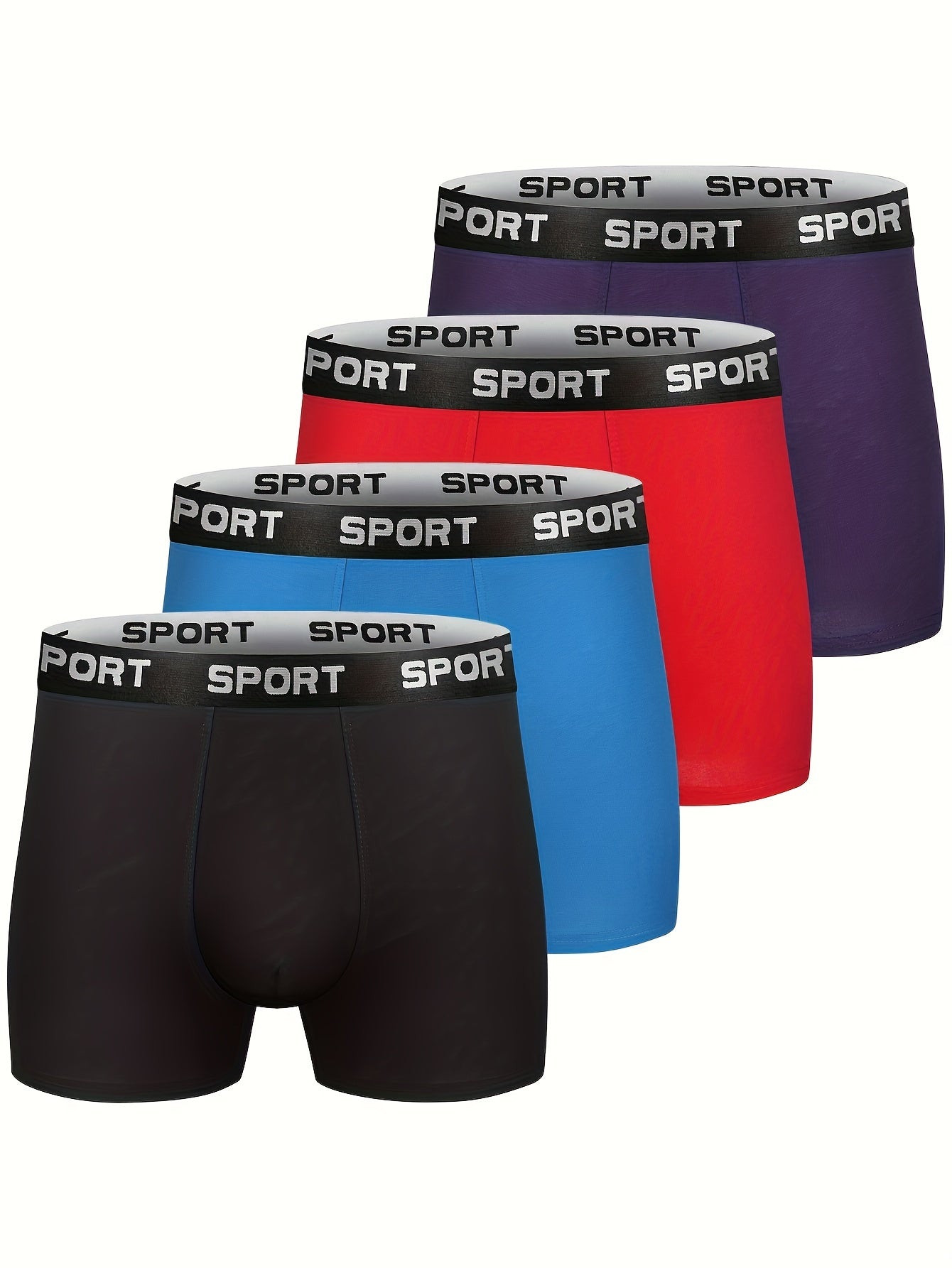 4 Pack Men's Cotton Breathable Comfortable Soft Stretchy Plain Color Boxer Briefs Underwear
