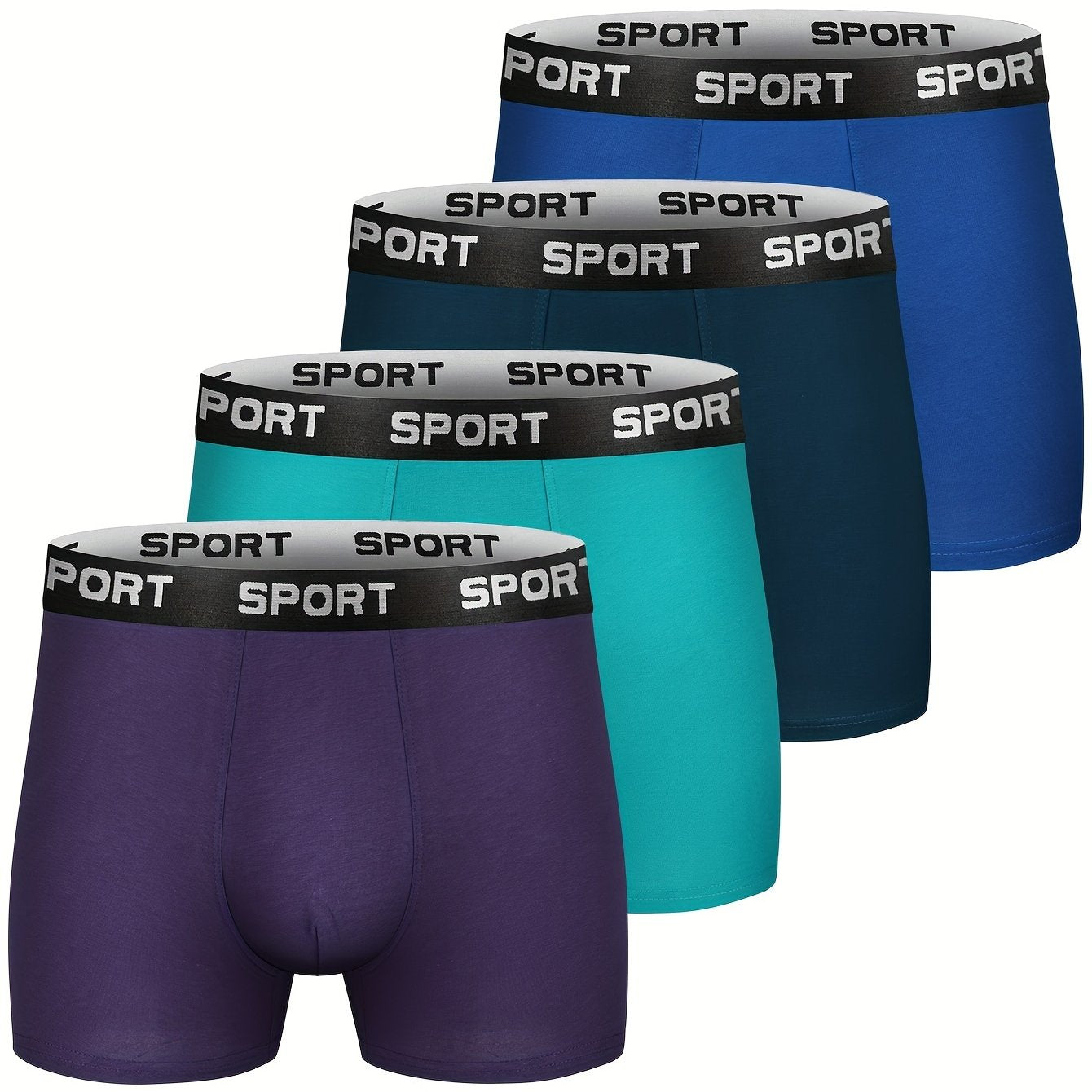 4 Pack Men's Cotton Breathable Comfortable Soft Stretchy Plain Color Boxer Briefs Underwear