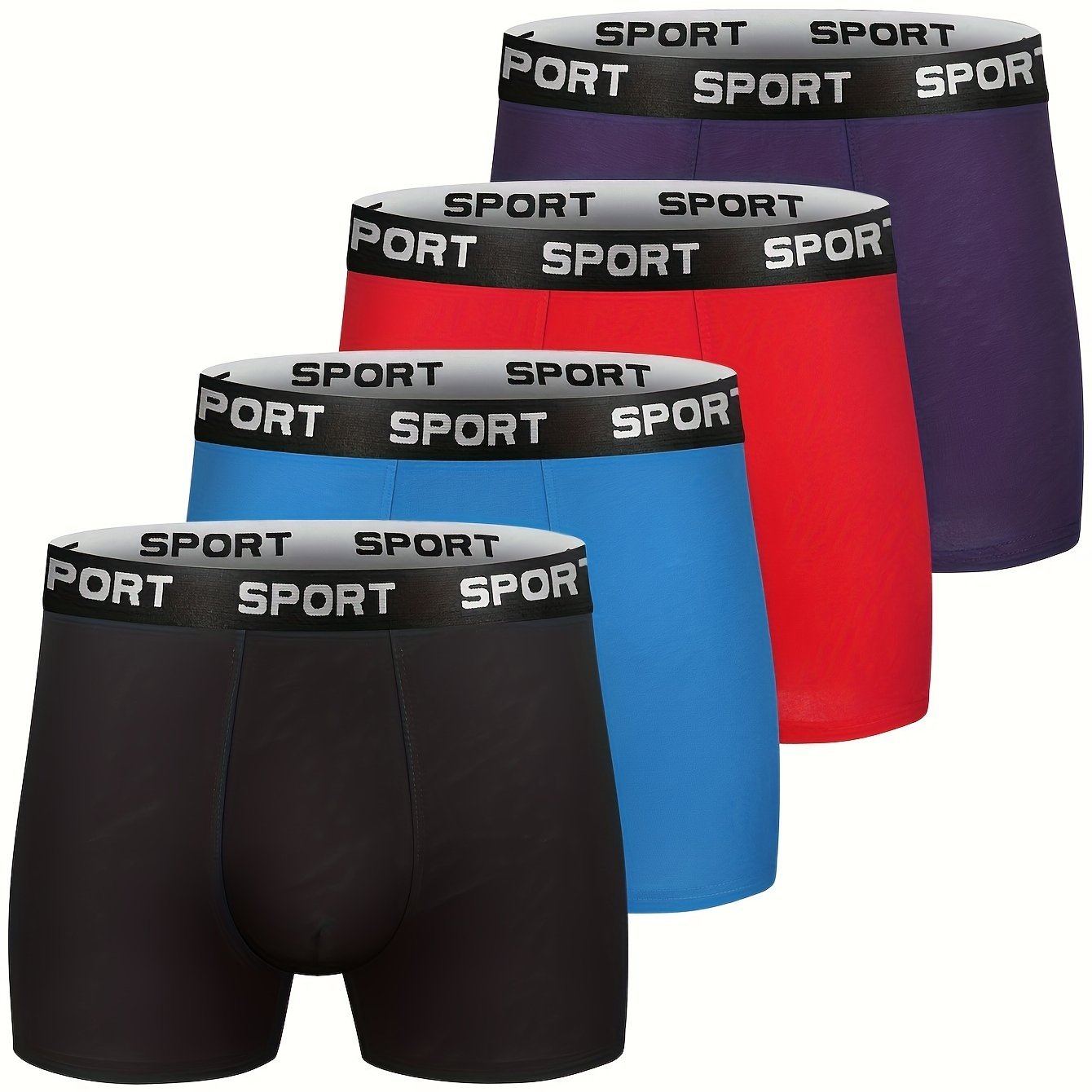 4 Pack Men's Cotton Breathable Comfortable Soft Stretchy Plain Color Boxer Briefs Underwear