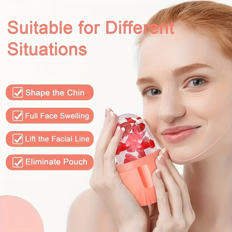 Ice Face Roller, Ice Roller for Face & Eye Puffiness Relief, Facial Massager Contour And Enhance Skin Care & Glow, Ice Facial Roller Mold Cube, Reusable & Leakproof, Facial Massage, Skin Care