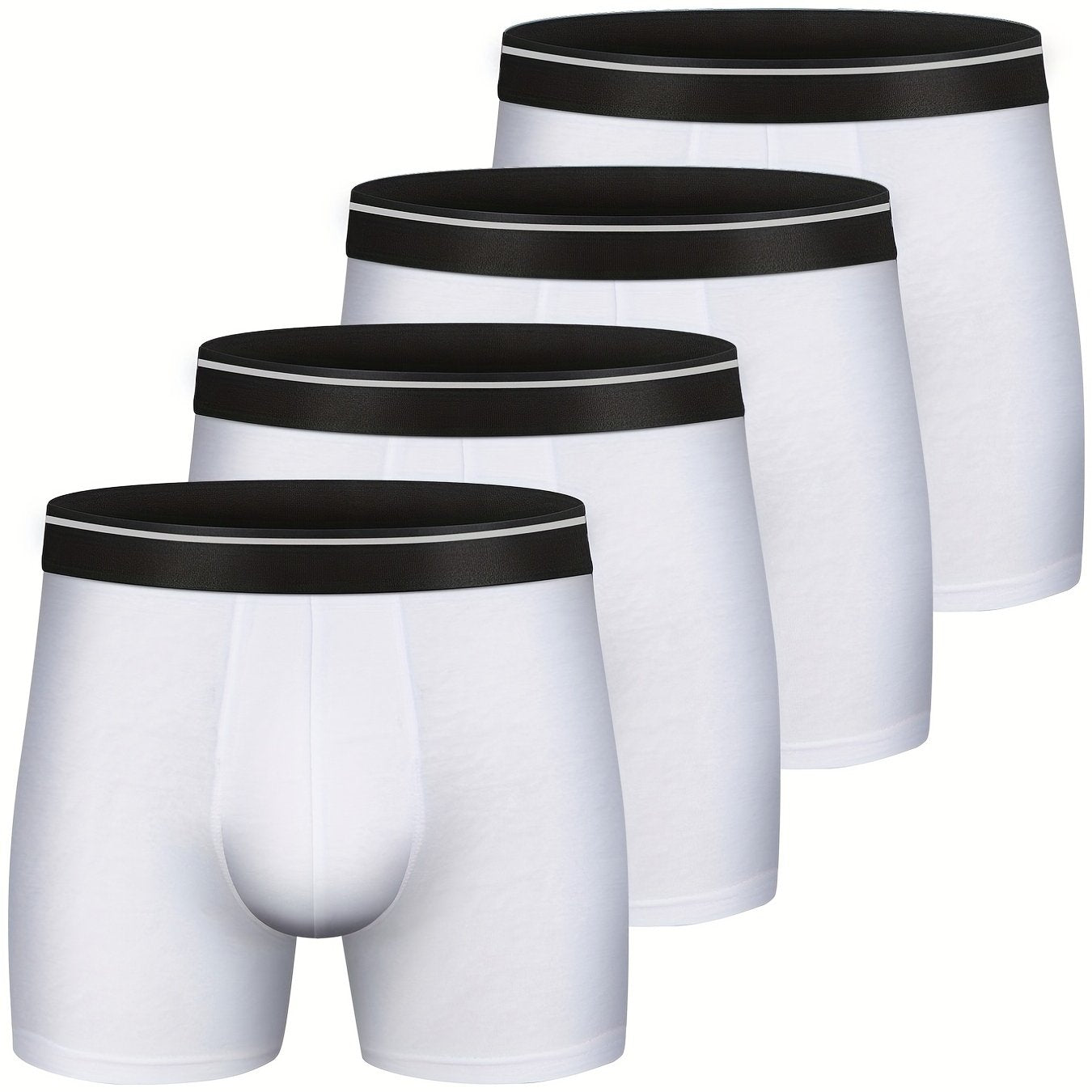 4 Pack Men's Cotton Breathable Comfortable Soft Stretchy Plain Color Boxer Briefs Underwear